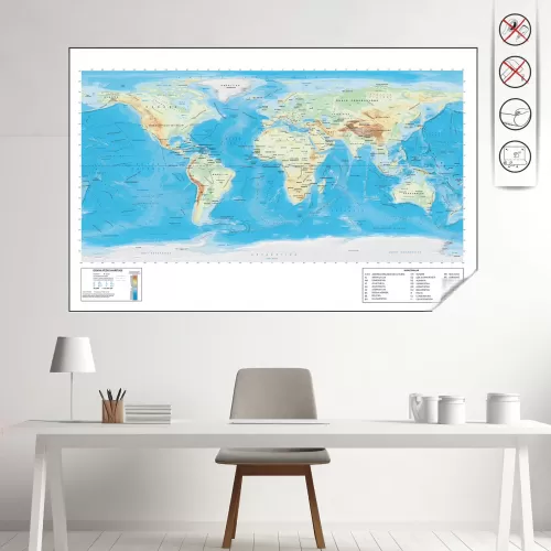 Dünya Fiziki Harita 150 CM X 235 CM Dünya Fiziki Harita 150 CM X 235 CM