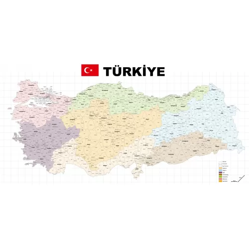 Statik Kağıt Türkiye İl-İlçe Haritası 150 CM X 300 CM Statik Kağıt Türkiye İl-İlçe Haritası 150 CM X 300 CM