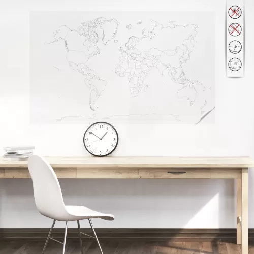 Statik Kağıt Renksiz Dilsiz Dünya Haritası 150 CM X 258 CM Statik Kağıt Renksiz Dilsiz Dünya Haritası 150 CM X 258 CM