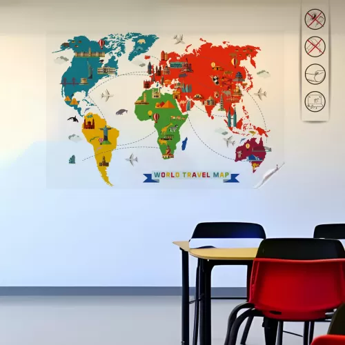 Statik Kağıt World Travel Map  150 CM X 210 CM 
