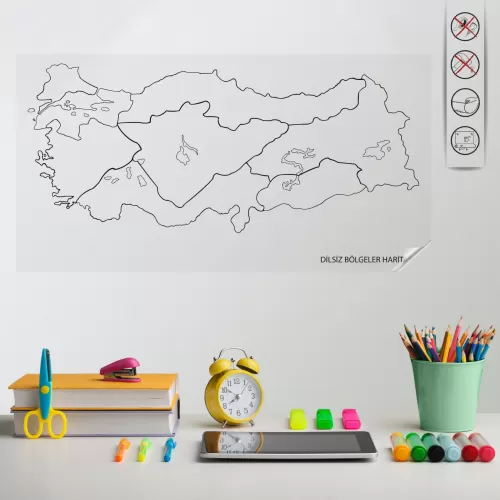 Statik Kağıt Renksiz Dilsiz Türkiye Bölgeler Haritası 150 CM X 270 CM Statik Kağıt Renksiz Dilsiz Türkiye Bölgeler Haritası 150 CM X 270 CM
