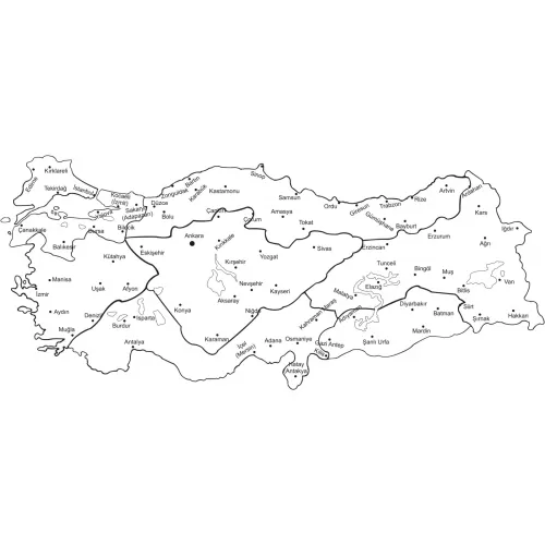Statik Kağıt Renksiz Türkiye Bölgeler Haritası 83 CM X 150 CM Statik Kağıt Renksiz Türkiye Bölgeler Haritası 83 CM X 150 CM