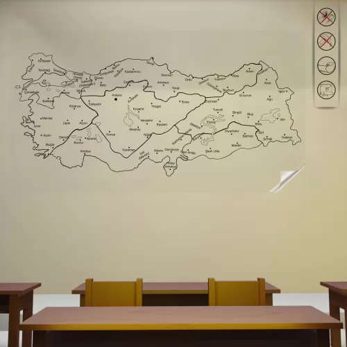 Statik Kağıt Renksiz Türkiye Bölgeler Haritası 83 CM X 150 CM Statik Kağıt Renksiz Türkiye Bölgeler Haritası 83 CM X 150 CM