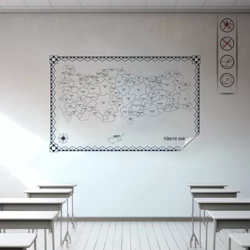 Statik Kağıt Renksiz Türkiye Haritası 87 CM X 150 CM Statik Kağıt Renksiz Türkiye Haritası 87 CM X 150 CM