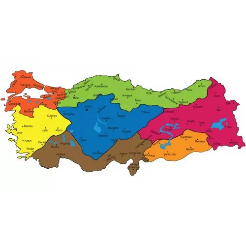 Statik Kağıt Renkli Türkiye Bölgeler Haritası 83 CM X 150 CM Statik Kağıt Renkli Türkiye Bölgeler Haritası 83 CM X 150 CM