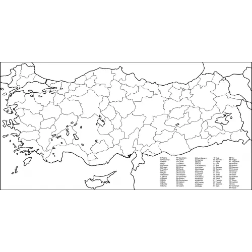 Statik Kağıt Türkiye Haritası 56 CM X 110 CM Statik Kağıt Türkiye Haritası 56 CM X 110 CM