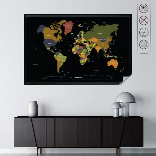 Tablo Görünümlü Dünya Haritası 100 CM X 150 CM Renk SİYAH Tablo Görünümlü Dünya Haritası 100 CM X 150 CM Renk SİYAH