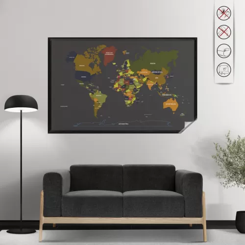 Tablo Görünümlü Dünya Haritası 100 CM X 150 CM Renk GRİ Tablo Görünümlü Dünya Haritası 100 CM X 150 CM Renk GRİ