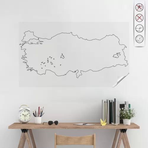 Statik Kağıt Dilsiz Türkiye Haritası 48 CM x 114 CM Statik Kağıt Dilsiz Türkiye Haritası 48 CM x 114 CM