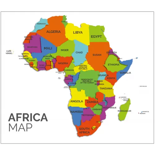 Statik Kağıt Renkli Afrika Haritası 150 CM X 170 CM Statik Kağıt Renkli Afrika Haritası 150 CM X 170 CM