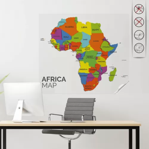 Statik Kağıt Renkli Afrika Haritası 150 CM X 170 CM Statik Kağıt Renkli Afrika Haritası 150 CM X 170 CM