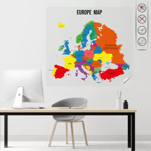 Statik Kağıt Renkli Avrupa Haritası 74 CM X 78 CM Statik Kağıt Renkli Avrupa Haritası 74 CM X 78 CM