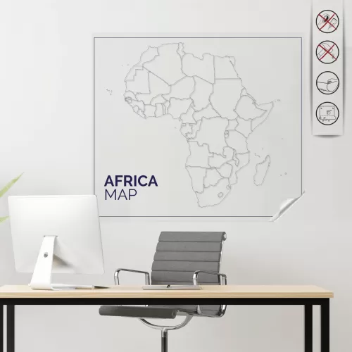 Statik Kağıt Renksiz Dilsiz Afrika Haritası 2 CM X 84 CM