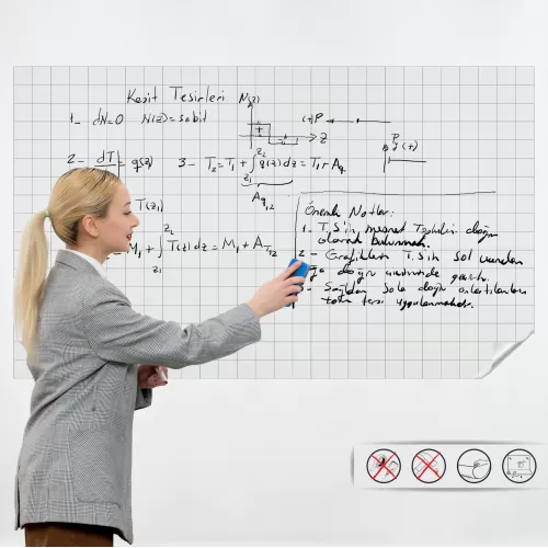 Statik Kağıt Kareli Şeffaf Yaz - Sil 120 CM X 200 CM 
