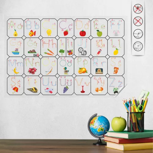 Statik Kağıt Türkçe Alfabe  100 CM X 150 CM