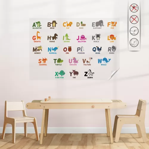 Statik Kağıt İngilizce Alfabe 100 CM X 150 CM Statik Kağıt İngilizce Alfabe 100 CM X 150 CM
