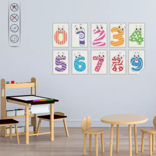 Statik Tutunma Özellikli Rakamlar 10'lu Poster Set 20 CM X 30 CM 