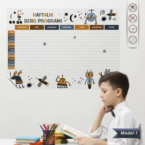 Statik Kağıt Haftalık Ders Programı (Model -1) 70 CM X 98 CM