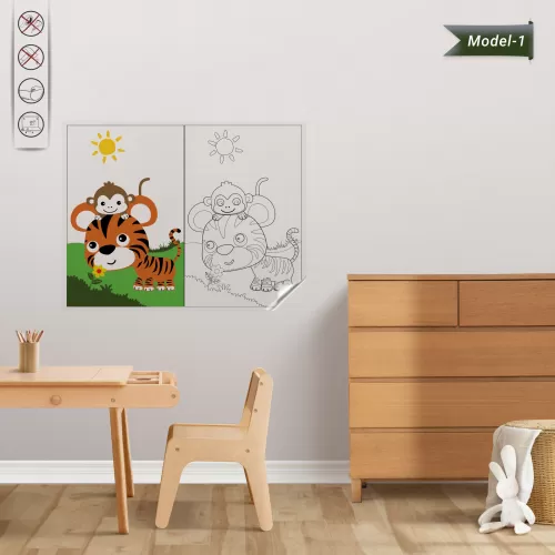 Statik Kağıt Hayvanlı Boyama Çalışması (Model- 1) 120 CM X 150 CM Statik Kağıt Hayvanlı Boyama Çalışması (Model- 1) 120 CM X 150 CM
