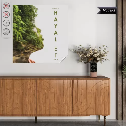 Statik Tutunma Özellikli Tablo - Poster Motivasyon (Model- 2) 72 CM X 72 CM 