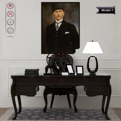 Statik Tutunma Özellikli Tablo - Poster Atatürk (Model- 1) 88 CM X 118 CM