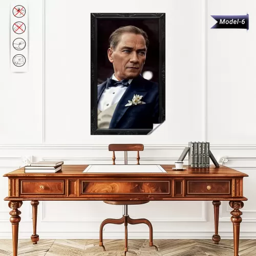 Statik Tutunma Özellikli Tablo - Poster Atatürk (Model- 6) 50 CM X 80 CM