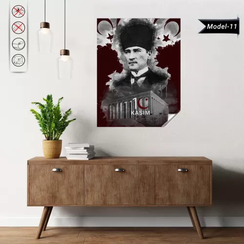 Statik Tutunma Özellikli Tablo - Poster Atatürk (Model- 11) 75 CM X 100 CM Statik Tutunma Özellikli Tablo - Poster Atatürk (Model- 11) 75 CM X 100 CM