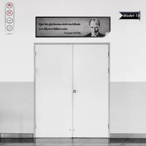 Statik Tutunma Özellikli Tablo - Poster Atatürk (Model- 14) 25 CM X 100 CM