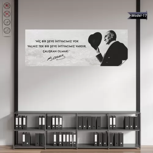 Statik Tutunma Özellikli Tablo - Poster Atatürk (Model- 17) 35 CM X 100 CM