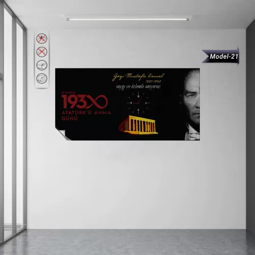 Statik Tutunma Özellikli Tablo - Poster Atatürk (Model- 21) 49 CM X 98 CM