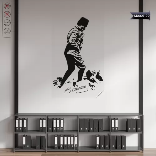 Statik Tutunma Özellikli Tablo - Poster Atatürk (Model- 22) 56 CM X 100 CM