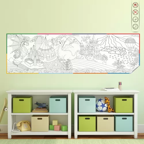 Statik Kağıt Doya Doya Boyama (Ejderha) 100 CM X 335 CM 