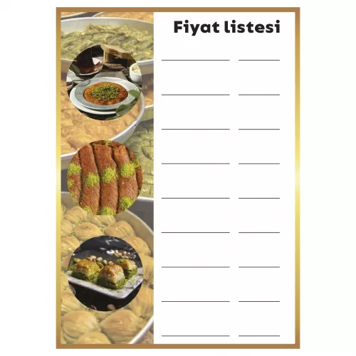 Yapışkanlı Fiyat Listesi (Model- 10) 50 CM X 70 CM Yapışkanlı Fiyat Listesi (Model- 10) 50 CM X 70 CM