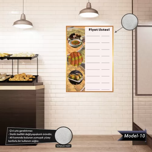 Yapışkanlı Fiyat Listesi (Model- 10) 70 CM X 100 CM 