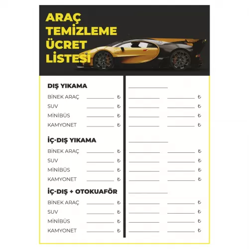 Yapışkanlı Fiyat Listesi (Model- 11) 50 CM X 70 CM Yapışkanlı Fiyat Listesi (Model- 11) 50 CM X 70 CM