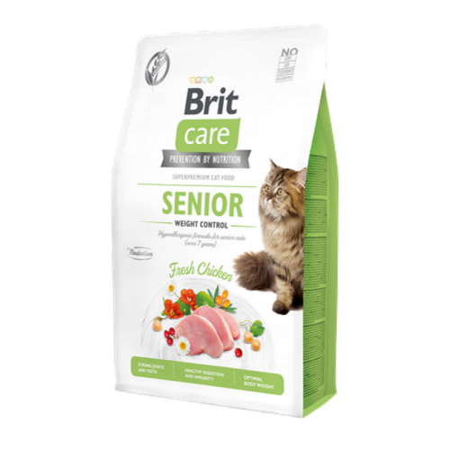 Brit Care Kilo Kontrolü İhtiyacı Olan Yaşlı Kediler İçin, Tahılsız, Hipoalerjenik, Taze Tavuk Etli Kuru Mama 2 kg