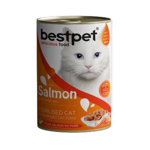 Bestpet Kısırlaştırılmış Kediler İçin, Taze Somon Parça Etli Ve Soslu Yaş Mama 400 gr X 12 ADET Bestpet Kısırlaştırılmış Kediler İçin, Taze Somon Parça Etli Ve Soslu Yaş Mama 400 gr X 12 ADET