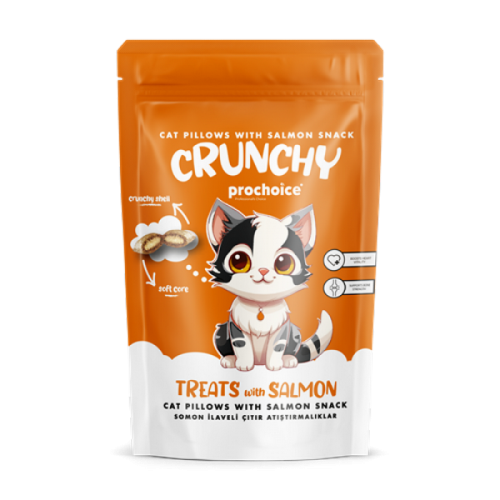 Prochoice Crunchy Salmon, Kediler için Somon Balığı İlaveli Çıtır Atıştırmalık 60gr X 12 ADET