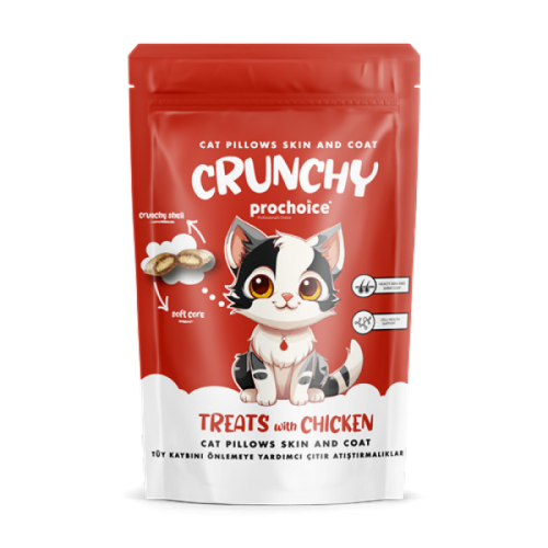 Prochoice Crunchy Skin & Coat, Kediler için Tüy Kaybını Önlemeye Yardımcı Tavuklu Çıtır Atıştırmalık 60gr X 12 ADET