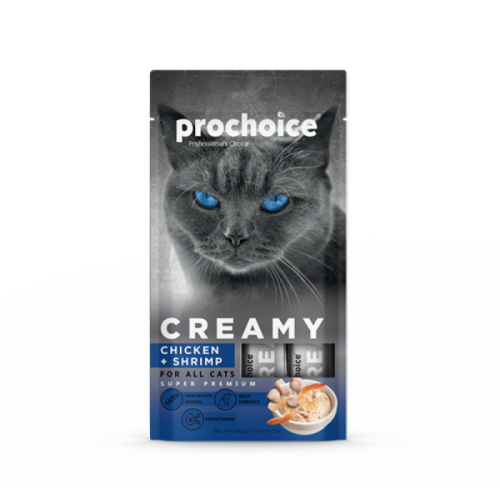 Prochoice Creamy Tavuklu ve Karidesli Sıvı Kedi Ödül Maması 4x15 gr X 12 ADET