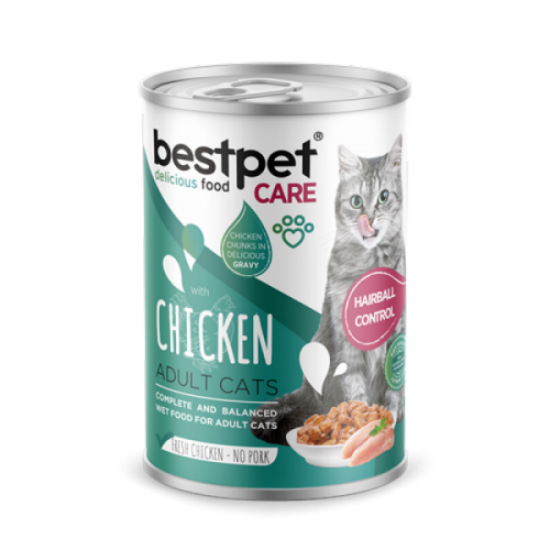 Bestpet Yetişkin Kediler İçin Tüy Yumağı Kontrolü Sağlayan Tavuk Eti Parçalı ve Soslu Mama 400 gr X 12 ADET Bestpet Yetişkin Kediler İçin Tüy Yumağı Kontrolü Sağlayan Tavuk Eti Parçalı ve Soslu Mama 400 gr X 12 ADET
