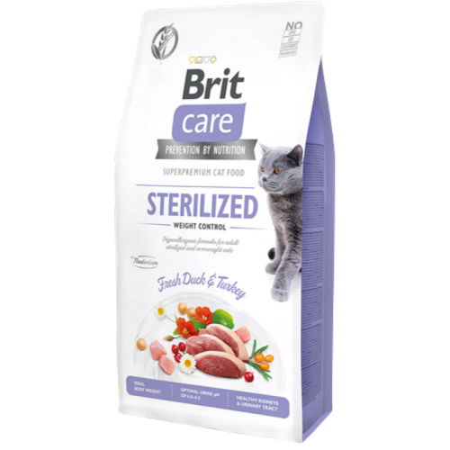 Brit Care Kilo Kontrolü İhtiyacı Olan Kısırlaştırılmış Kediler İçin, Tahılsız, Hipoalerjenik, Taze Ördek Etli Ve Hindi Etli Kuru Mama 7 kg