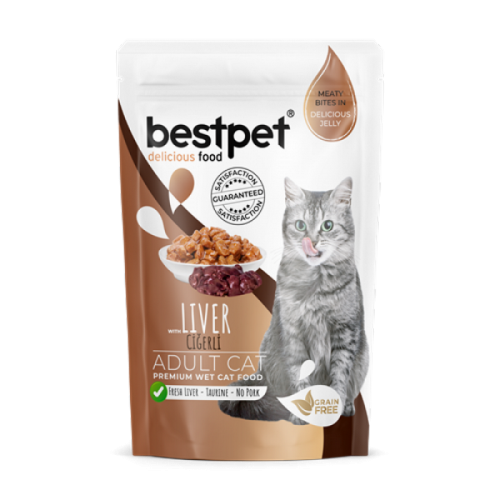 Bestpet Yetişkin Kediler İçin, Tahılsız, Jöle İçinde Ciğer Parça Etli Yaş Mama 85 gr X 24 ADET Bestpet Yetişkin Kediler İçin, Tahılsız, Jöle İçinde Ciğer Parça Etli Yaş Mama 85 gr X 24 ADET