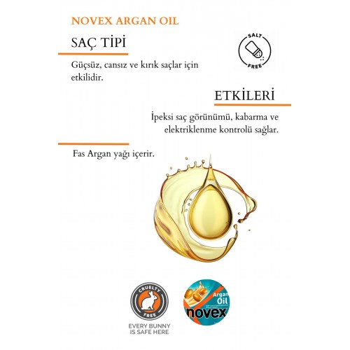 Novex Argan Oil - Yıpranmış ve İşlem Görmüş Saçlar için Saç Kremi 300ml Novex Argan Oil - Yıpranmış ve İşlem Görmüş Saçlar için Saç Kremi 300ml