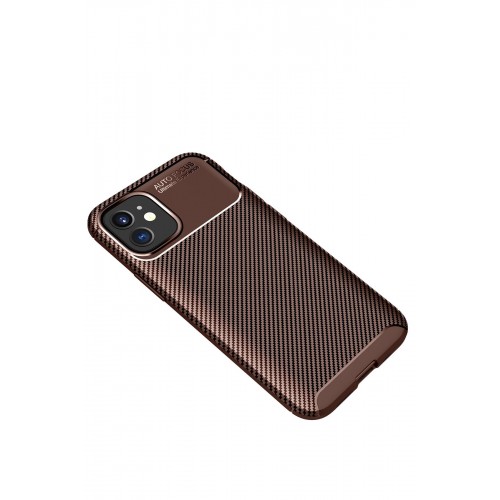Newface iPhone 12 Mini Kılıf Focus Karbon Silikon - Kahverengi Newface iPhone 12 Mini Kılıf Focus Karbon Silikon - Kahverengi