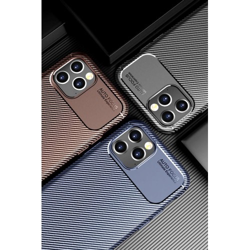 Newface iPhone 12 Pro Max Kılıf Focus Karbon Silikon - Kahverengi Newface iPhone 12 Pro Max Kılıf Focus Karbon Silikon - Kahverengi