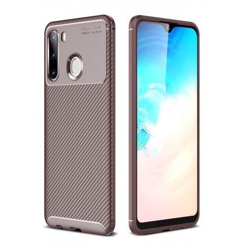 Newface Samsung Galaxy A21 Kılıf Focus Karbon Silikon - Kahverengi Newface Samsung Galaxy A21 Kılıf Focus Karbon Silikon - Kahverengi