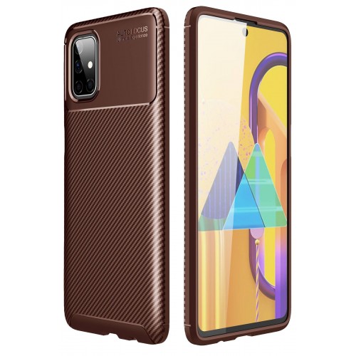 Newface Samsung Galaxy M51 Kılıf Focus Karbon Silikon - Kahverengi Newface Samsung Galaxy M51 Kılıf Focus Karbon Silikon - Kahverengi