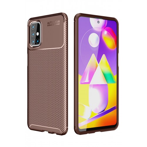 Newface Samsung Galaxy M31S Kılıf Focus Karbon Silikon - Kahverengi Newface Samsung Galaxy M31S Kılıf Focus Karbon Silikon - Kahverengi