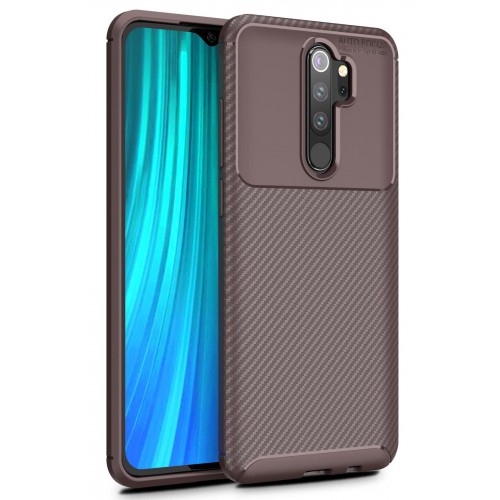 Newface Xiaomi Redmi Note 8 Pro Kılıf Focus Karbon Silikon - Kahverengi Newface Xiaomi Redmi Note 8 Pro Kılıf Focus Karbon Silikon - Kahverengi